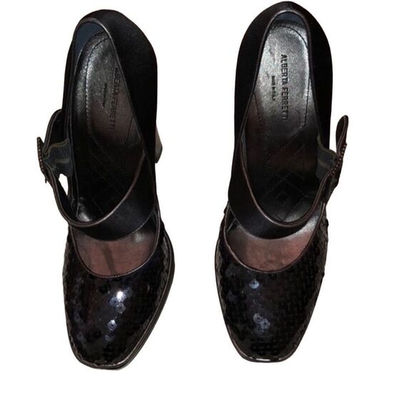 Alberta Ferretti Sequin Mary Jane Heels Size 8 - Picture 7 of 10